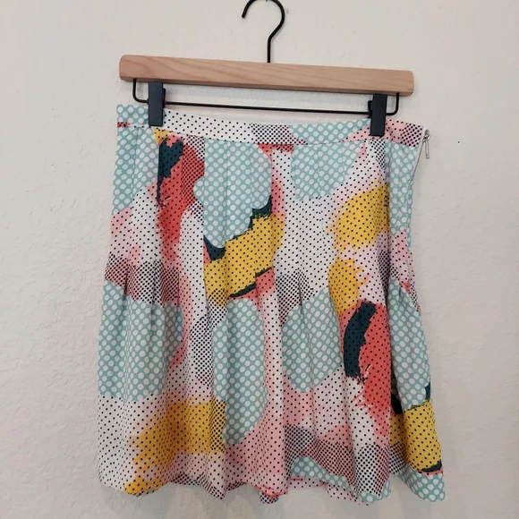 1 State Mini Skirt Polka Dot Print Side Zip Multi Color Sz S - Picture 1 of 12